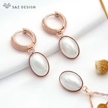 S&amp;Z DESIGN Elegant Red Egg Shape Imitation Oval  Dangle Earrings Necklace Jewelr - £18.10 GBP