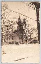 Walpole NH Church In Snow RPPC New Hampshire Real Photo Postcard Y26 - £9.39 GBP