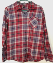 Fox flannel shirt size L men button close plaid, long sleeve 100% cotton - £12.07 GBP