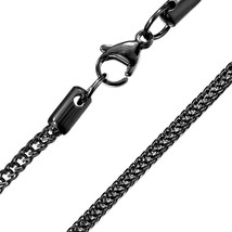 Spiga Franco Wheat Chain Necklace Black Stainless Steel 2.3mm 19-inch - £12.78 GBP