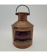Vintage Tung Woo Copper Nautical Oil Ship PORT Red Glass Globe Hanging L... - $108.10 CAD