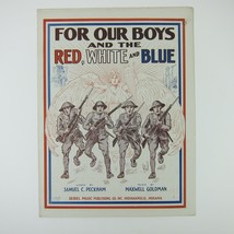 Sheet Music For Our Boys and the Red White and Blue Patriotic WWI Antique 1918 - £22.39 GBP