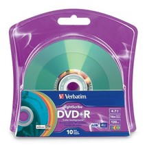 Verbatim 16x DVD+R LightScribe Assorted Color Blank Media, 4.7GB/120min - 10 Pac - £29.25 GBP