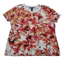 Karen Scott Shirt Womens PXL Orange Casual Lightweight Short Sleeve Floral - $18.69