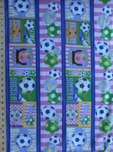 Sports Collage Soccer (4 Parallel Stripes) Cotton Fabric Print D662.18 - £7.88 GBP