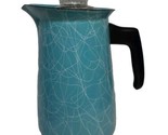 VTG Percolator Granite Enamel Ware Turquoise White Swirls Coffee Pot Far... - £45.76 GBP