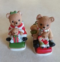 Homco Bears Sleds Babies Figurines #5102 Set Of 2 Christmas Porcelain Ceramic - £6.73 GBP