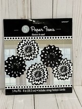 Chevron Polka Dot Modern Theme Party Decoration Paper Fans Black and Whi... - $5.69