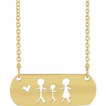 Authenticity Guarantee 
14k Yellow Gold Father Son and Mother Stick Figure Fa... - £415.63 GBP