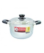 22 CM Zebra Stainless Steel Pot with Lid 3 Layered Bottom - $921.83 MXN
