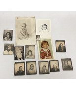 Vintage  head shot protrait wallet black and white baby woman men pictur... - $21.08