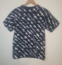 Rogue Status Black Gun Show Rob Dyrdek All Over Print Shirt SMALL 90S Y2... - £38.62 GBP