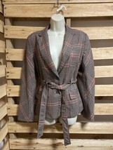 7th Avenue Suiting Collection Plaid Belted Jacket Woman’s Size Large - £23.44 GBP
