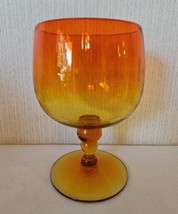 Blenko Art Glass Giant Goblet Compote Tangerine Amberina MCM Pedestal Bowl Vase - £51.14 GBP