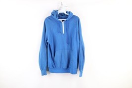 Vtg 70s Streetwear Mens Medium Distressed Blank Half Zip Hoodie Sweatshirt USA - £59.68 GBP