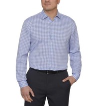 Kenneth Cole Mens Dress Shirt Blue Check Quick-Dry Moisture Wicking Wrin... - $42.99