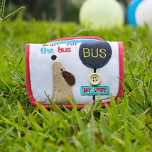 [Wait For The Bus] Embroidered Applique Fabric Art Trifold Wallet Purse / Car... - $22.21