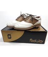 New FOOTJOY GREENJOYS Golf Shoes Womens 6.5 M Brown White Saddle Wingtip... - £17.81 GBP