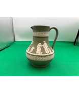 Wedgwood Cream Color on Celadon (Green) Jasperware Jug / Pitcher 6&quot; - $69.99
