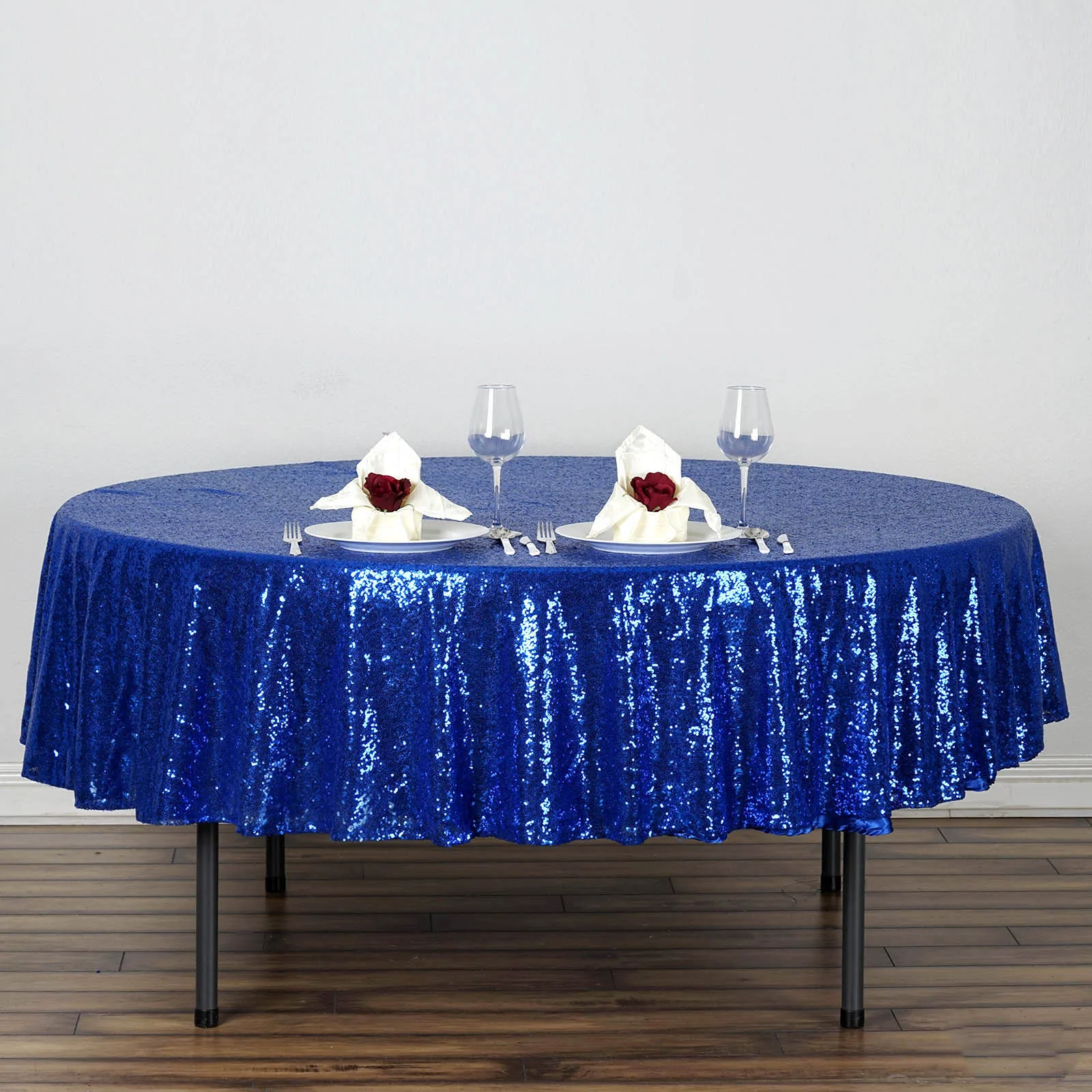 Royal Blue - 90&quot; Round Tablecloths LUXURY COLLECTION Duchess Sequin Wedding - £49.58 GBP