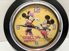 RETIRED VINTAGE Walt Disney Mickey &amp; Minnie Mouse Quartz Clock Shall We ... - £9.78 GBP