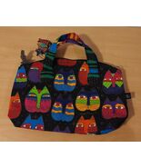 New Laurel Burch Fantastic Felines Canvas Tote Bag with Wooden Cat Fob - $29.95