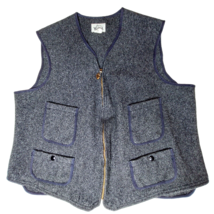 Vtg 60&#39;s Woolrich Wool Vest Style #12 Size 46 Gray Zip Up 4-Pocket Sleeveless - £46.01 GBP