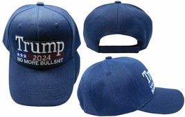 Trump 2024 No More Bs Bull$Hit Navy Blue Adjustable Embroidered Cap Hat - £17.51 GBP