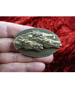 (B-HORSE-3) Three race horses Stallion racing oval pin pendant lover der... - €18,53 EUR