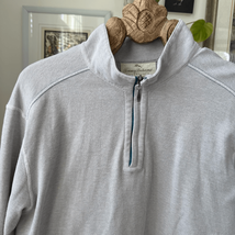 Tommy Bahama 1/4 Zip Pullover Light Grey Pique Cotton Shirt XL - $34.20