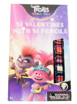 Trolls World Tour 16 Valentines with 16 Pencils Classroom Valentines - $9.85