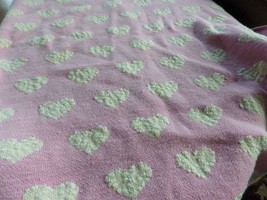Frolics Kids Collection Throw Blanket.Pink White Hearts Heavy Cotton - £31.66 GBP