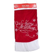 Merry Christmas Embroidered 48-Inch Red Velvet Tree Skirt - $29.68