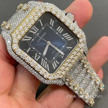 Moissanite Studded Iced Out Watch, Bust Down Diamonds Watch, Stainless Steel Wat - £1,378.30 GBP