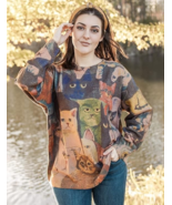  Womens Wool-Blend Soft Cozy Oversized Cute Cats Graphic Print Sweater S... - €21,86 EUR