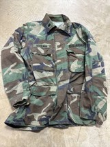 Military Jacket Mens Large Camo Shirt Combat Coat Woodland US Army - £14.87 GBP