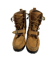 Polo Ralph Lauren Mens Size 9.5 D Ranger Boots Tan Suede Leather Lace Up Combat - £35.04 GBP