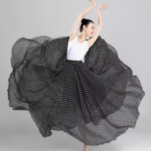 Black Polka Dot Long Chiffon Skirt Summer Chiffon Skirt Plus Size Beach Skirts image 2