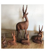 5 Vintage Hand Carved In Kenya Impala Antelope Wooden Gazelle Please Read  - $36.78 CAD