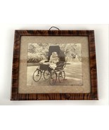 Antique Baby Photo Wood Frame Carriage Pram Stroller 11”x13” Picture Por... - $123.70