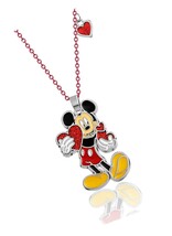 Disney Womens Mickey Mouse Necklace 16 + 2 - Red Chain with - £43.37 GBP