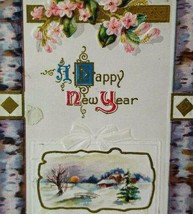 New Year Postcard Nash Church Purple Border Gold Trimmed Series 29 1911 Original - $10.69