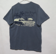 San Diego Surf Co Blue Gray T Shirt VW Van Sunset Pier Longboard 2 sided... - $23.70