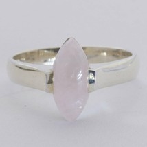Pink Rose Quartz 925 Ring Size 9.5 Untreated Marquise Gem Stacking Design 55 - £50.11 GBP