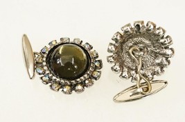 Vintage Mens Jewelry Mid Century MCM Olive Green Cab AB Rhinestones Cuff... - $453.83 MXN