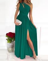 Elegant One   Print High Slit Party Dress Women  Out Sleeveless Evening Maxi Dre - £77.56 GBP