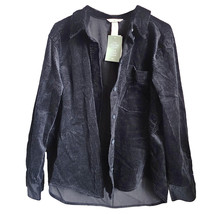 NWT H&amp;M Black Corduroy Button Up Shacket Jacket Blazer | Sz Large - £14.12 GBP