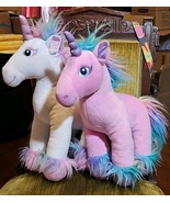 Build A Bear Fairy Pink, White &amp; Pastel Rainbow Unicorn Plush Toy 15&quot; Lo... - $29.65