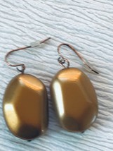 Estate Large Gold Colored Baroque Plastic Bead Dangle Earrings for Pierced Ears  - £6.97 GBP