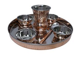 Parijat Handicraft Dinnerware Stainless Steel Copper Traditional Dinner Set Of T - £47.74 GBP